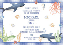 Load image into Gallery viewer, Shark Themed Birthday Invitation
