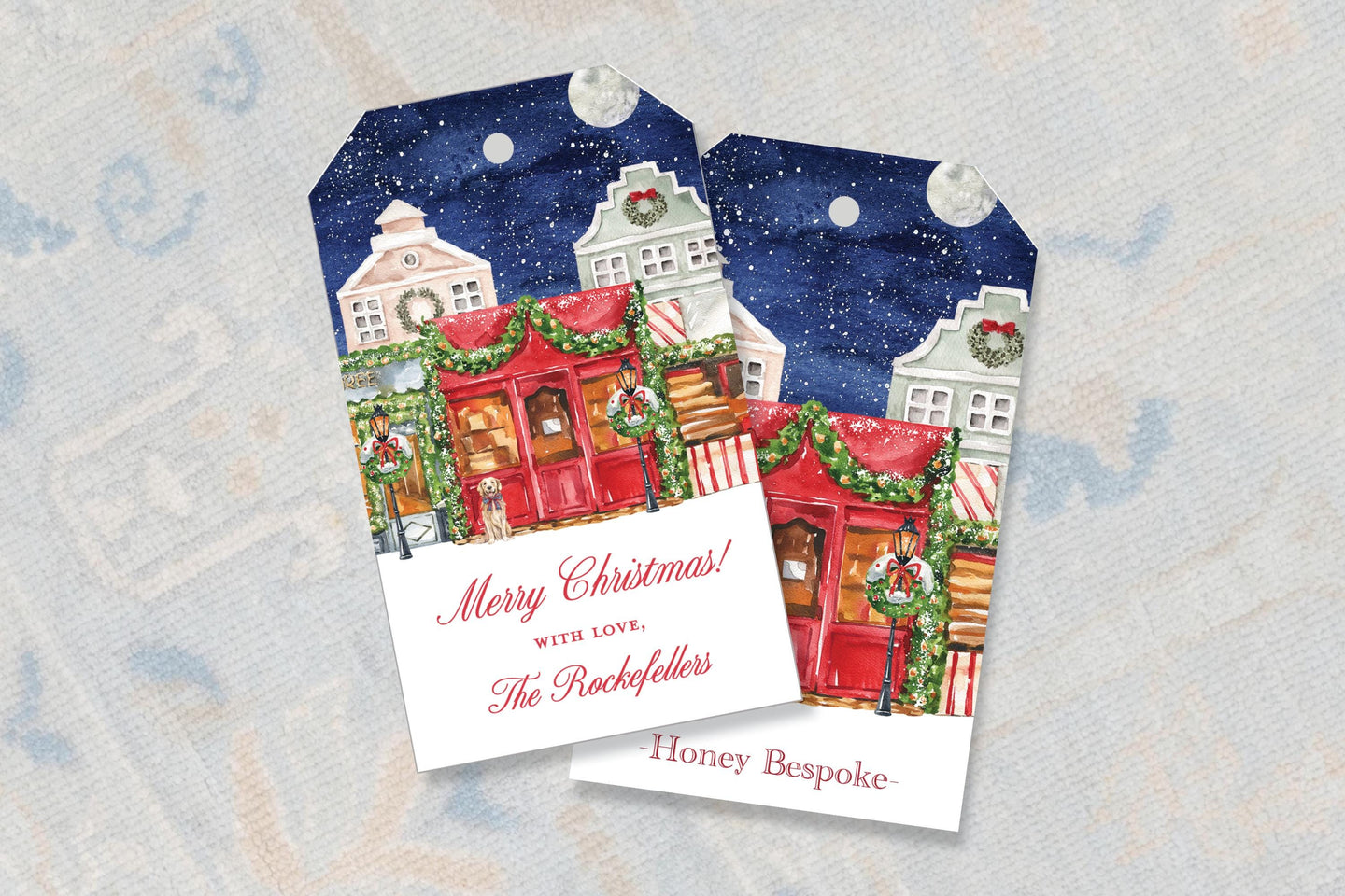 Watercolor Christmas In The City Gift Tags