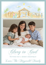 Load image into Gallery viewer, Glory to God Nativity Christmas Card, front of 5x7 vertical photo card
