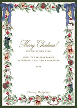 Load image into Gallery viewer, Holly &amp; Teddy Bear Christmas Card, back of card with Honey Bespoke logo
