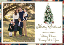 Load image into Gallery viewer, Marbled Christmas Tree Card, front of 5x7 horizontal photo card
