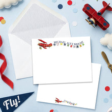 Load image into Gallery viewer, Personalized Airplane Stationery | Plane Boy Thank You Cards
