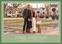 Load image into Gallery viewer, Classic Green Christmas Card, front of 5x7 horizontal photo card
