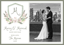 Load image into Gallery viewer, Merry &amp; Married Christmas Card, front of 5x7 horizontal photo card
