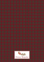 Load image into Gallery viewer, Santa Sleigh Plaid Christmas Card, back of card with Honey Bespoke logo
