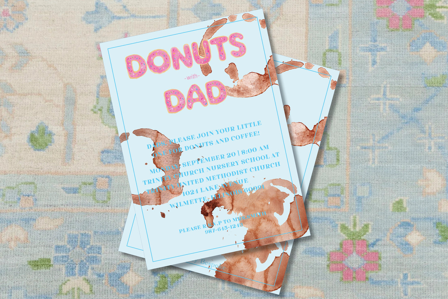 Watercolor Donut Invitation / Donuts With Dad/ Watercolor/ Donut Party/ Doughnut Invitation