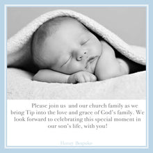 Load image into Gallery viewer, Watercolor Baptism Invitation / With Photo / Blue / Preppy/ Christening / Dedication / Baby boy / Southern Invitation / Personalized
