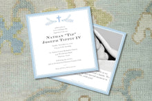 Load image into Gallery viewer, Watercolor Baptism Invitation / With Photo / Blue / Preppy/ Christening / Dedication / Baby boy / Southern Invitation / Personalized
