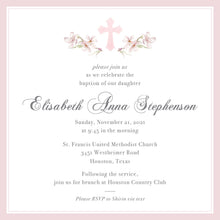 Load image into Gallery viewer, Watercolor Baptism Invitation / With Photo / Pink / Preppy/ Christening / Dedication / Baby Girl / Southern Invitation / Personalized
