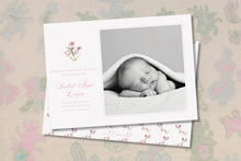 Load image into Gallery viewer, Watercolor Floral Flower Baby Birth Announcement / Classic / Baby / Birth / Pink /Newborn / Girl / Boy / Pink / Preppy / Photo / Invitation
