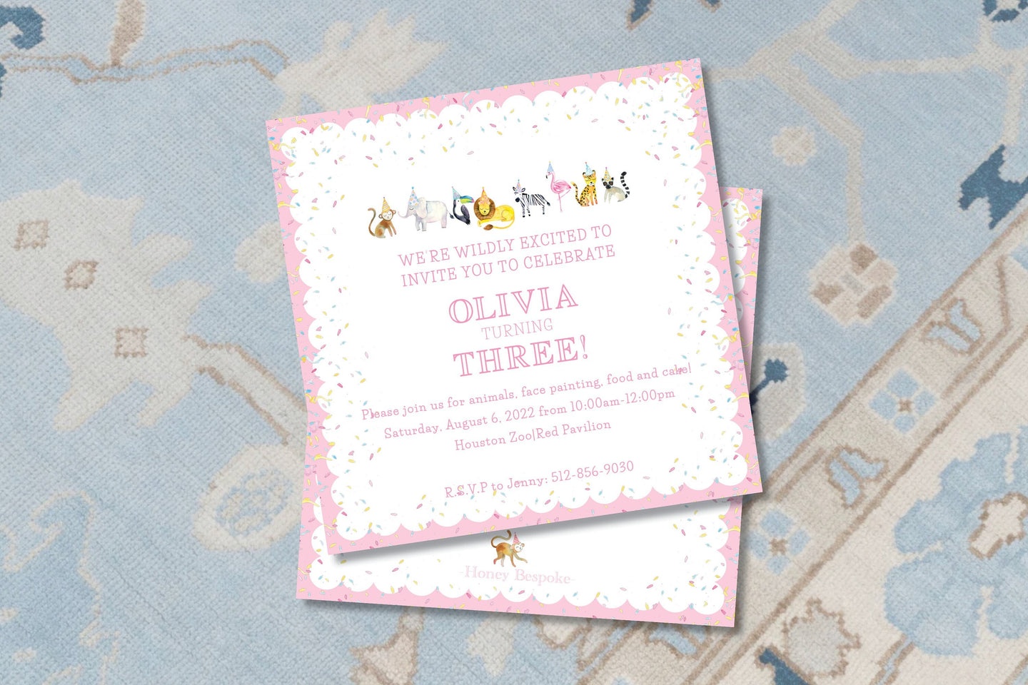 Party Animals Invitation Watercolor / Calling All Party Animals Invitation/ Boy birthday / Zoo / Animals / Pink / Preppy / Toddler / Child