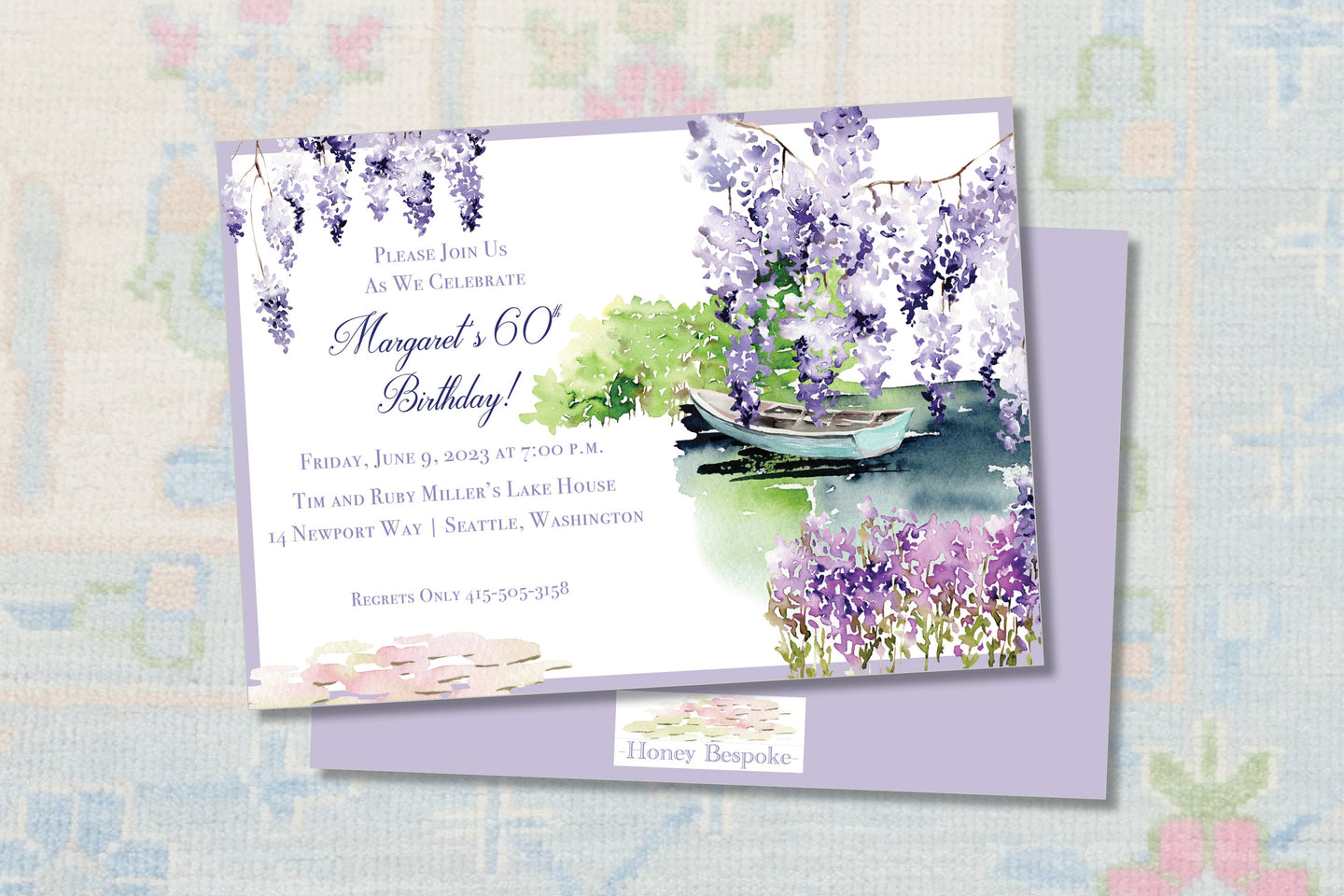 60th Birthday Invitation/ Floral Invitation / Bridal Shower Invitation/ Watercolor Invitation / Mother's Day Invitation