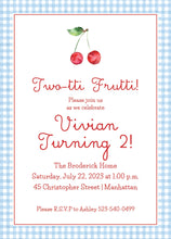Load image into Gallery viewer, Twotti Fruitti Invitation / Twotti Fruity Invitation / Watercolor Birthday Invitation / Cherry Invitation / Cherry On Top / Preppy / Girl
