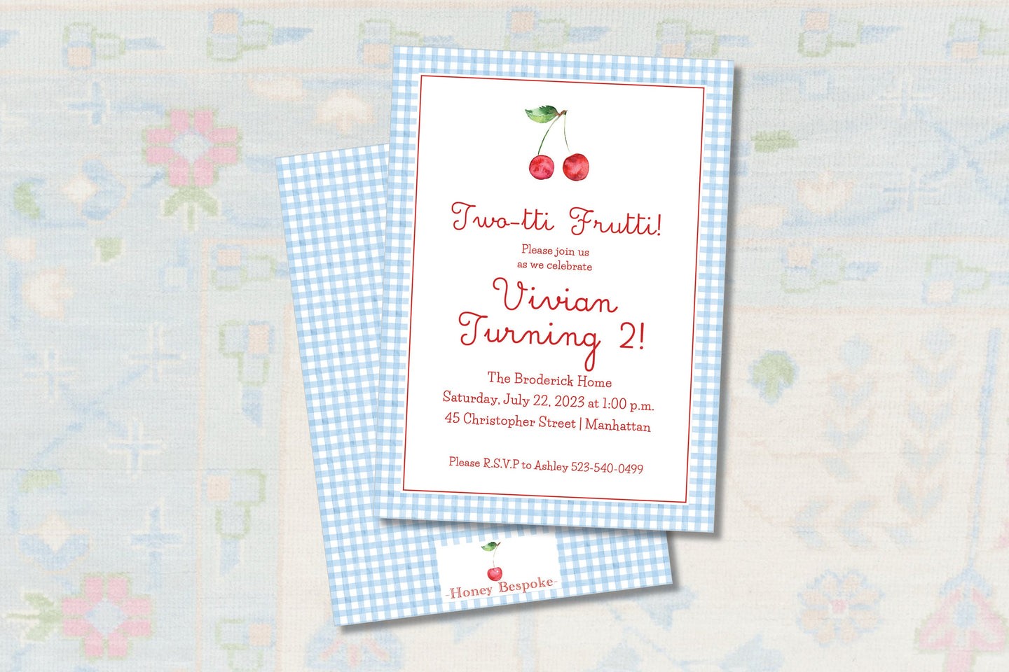 Twotti Fruitti Invitation / Twotti Fruity Invitation / Watercolor Birthday Invitation / Cherry Invitation / Cherry On Top / Preppy / Girl