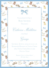 Load image into Gallery viewer, Classic Watercolor Baby Shower Invitation / Preppy Baby Shower Invitation / Snips and Snails / Puppy Dog Tails / Blue Baby Invitation
