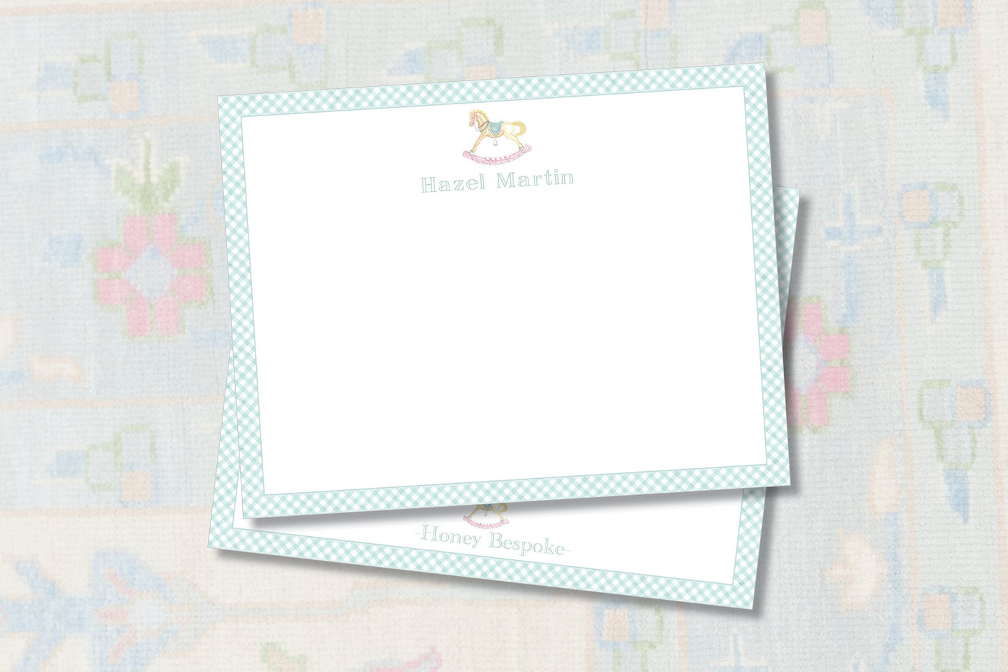 Personalized Childrens Rocking Horse Stationery / Boys Stationery Set / From the Nursery Of / Girls Stationery/ Notecards  / Watercolor