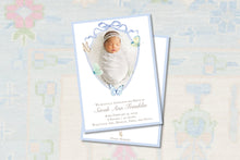 Load image into Gallery viewer, Custom Watercolor Crest Birth Announcement / Baby Photo Card / Classic / Girl / Invitation / Watercolor / Preppy / Photo / Birth
