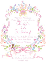 Load image into Gallery viewer, Princess Birthday Invitation Watercolor Crest /.Princess Peach Birthday / Princess Party Invites / Printable Princess Theme
