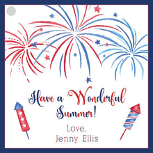 Load image into Gallery viewer, Watercolor Summer Gift Tag / 4th of July Gift Tag / End Of The Year Gift Tag / Enclosure Card / Birthday Gift Tag / Preppy Gift / Fireworks
