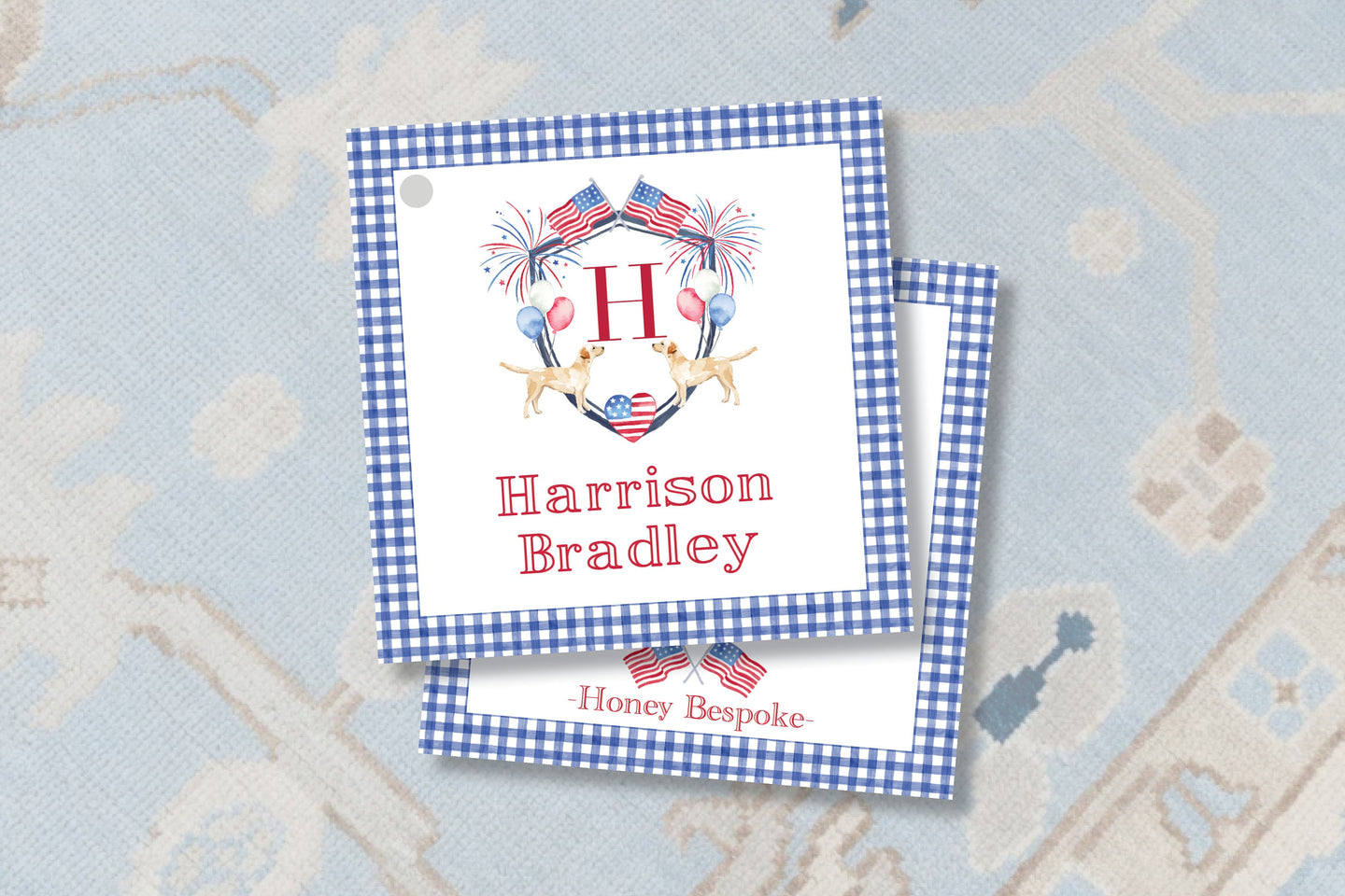 Watercolor Fourth of July Gift Tag / Red, White, and Two Gift Tag / Red, White, and Blue Gift Tag / Pastel Gift / Enclosure Card /  Preppy