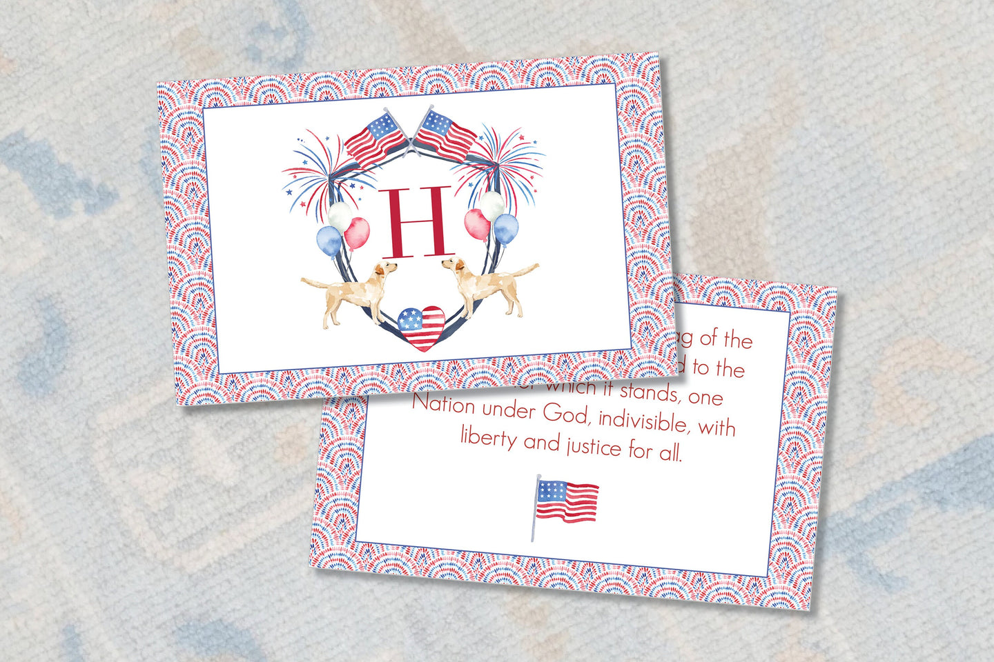 Personalized Summertime Placemat / Fourth of July Placemat / USA Placemat / Red, White, and Two Placemat / Laminated Placemat