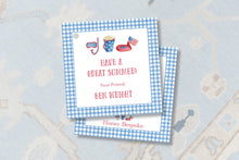 Load image into Gallery viewer, Summer Fun Gift Tag / Red, White, and Blue Gift Tag / Pool Party / Summer Gift Tag / Enclosure Card / Birthday Gift Tag / Preppy Gift
