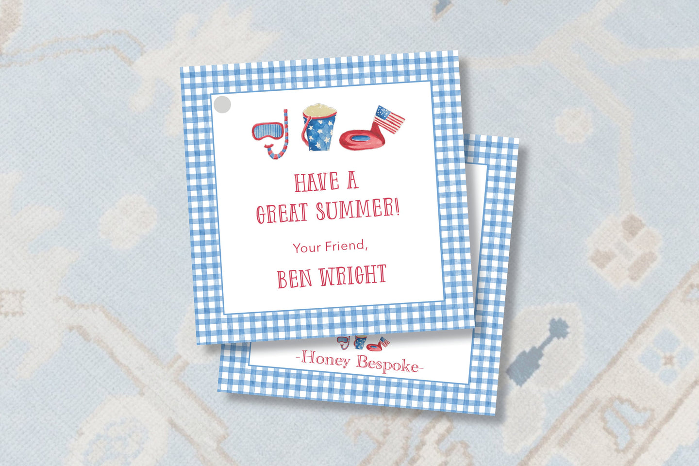 Summer Fun Gift Tag / Red, White, and Blue Gift Tag / Pool Party / Summer Gift Tag / Enclosure Card / Birthday Gift Tag / Preppy Gift