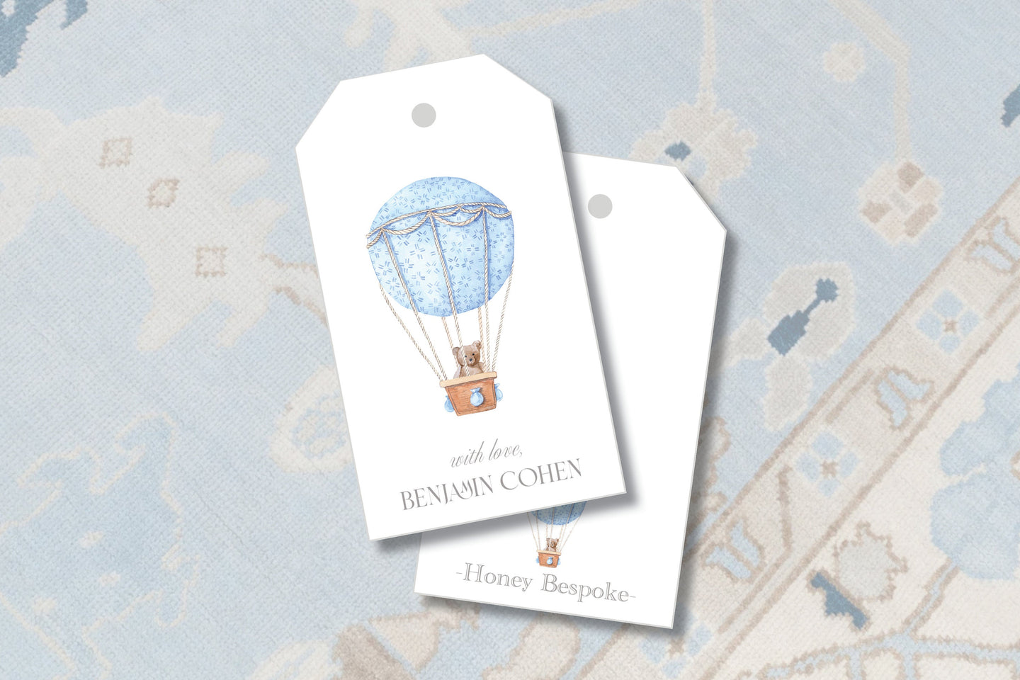Watercolor Hot Air Balloon Gift Tag / Teddy Bear Gift Tags  / Baby Boy / Enclosure Cards / Gift / Classic / Felt Tag / Preppy