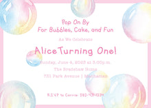 Load image into Gallery viewer, Bubble Party Birthday Invitation / Pop On By / Pop On Over / Bubble Birthday Party / Bubble Girls Birthday
