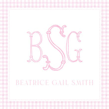 Load image into Gallery viewer, Personalized Monogram Gift Tag / Pink Gingham Enclosure Card / Gift Tags Girls / Preppy Girl / Southern Girl Designs
