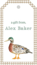 Load image into Gallery viewer, Watercolor Duck Gift Tag / Duck Enclosure Card / Calling Cards For Boys / Gingham / Watercolor Mallard Duck / Duck Theme
