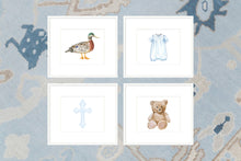 Load image into Gallery viewer, Watercolor Nursery Art Print / Boy Nursery Art / Duck Theme Nursery / Teddy Bear Theme Nursery / Baby Shower Gift / Gingham / Southern Baby
