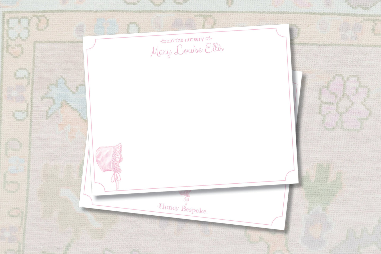 Personalized From The Nursery Baby Girl Stationery / Girl Stationery Set / Personalized Stationary / Notecards  / Thank you Note / Bow /Pink