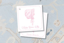 Load image into Gallery viewer, Personalized Monogram Gift Tag Printable Watercolor Bonnet/ Pink Enclosure Card / Gift Tags Girls / Preppy Girl / Southern Girl Designs
