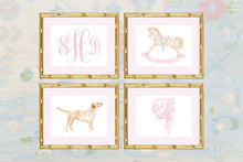 Load image into Gallery viewer, Watercolor Nursery Art Print / Nursery Art / Girl Art Print / Bow Theme Nursery / Dog Theme Nursery / Baby Shower Gift / Bonnet / Labrador
