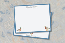 Load image into Gallery viewer, Personalized Boy Stationery / Boys Stationery Set / From the Nursery Of / Personalized Notecards  / Thank you Note / Watercolor Ducks
