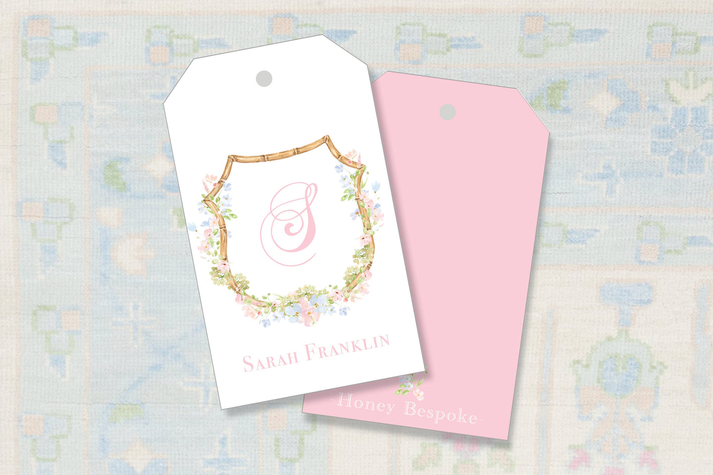 Watercolor Crest Gift Tag / Personalized Elegant Gift Tag / Printable Gift Tags / Monogramed Gift Tag / Watercolor Bamboo Crest