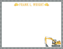 Load image into Gallery viewer, Personalized Bulldozer Stationery / Boys Stationery Set / Personalized Thank You Cards / Bulldozer Cards / Notecards  / Thank you Notes
