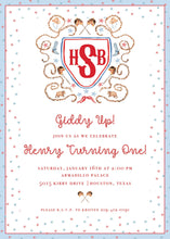Load image into Gallery viewer, Giddy Up Birthday Invitation Watercolor / Cowboy Party Invitation / Western Birthday Invite / Wild West / Boy Birthday / Preppy Wild One
