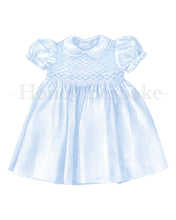 Load image into Gallery viewer, Grandmillennial Baby Art Print / Watercolor Nursery / Heirloom Dress / Girl Art Print / Baby Bonnet / Baby Shower Gift / Preppy Nursery
