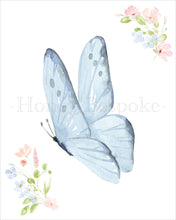 Load image into Gallery viewer, Watercolor Crest Butterfly Nursery Art Print / Grandmillennial Nursery Art / Butterfly Nursery Art / Girl Nursery / Baby Gift /Heirloom
