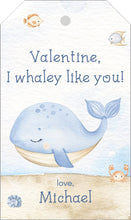 Load image into Gallery viewer, Whaley Like You Valentines Treat Tags / Watercolor Whale Valentines / Preppy Valentines Tags  / Valentines For Girl / Southern Valentine
