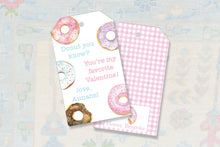 Load image into Gallery viewer, Watercolor Donut Valentines Gift Tag / Donut Valentines Treat Tags / Preppy Valentines Gift Tags  / Colorful Valentines / Southern Valentine
