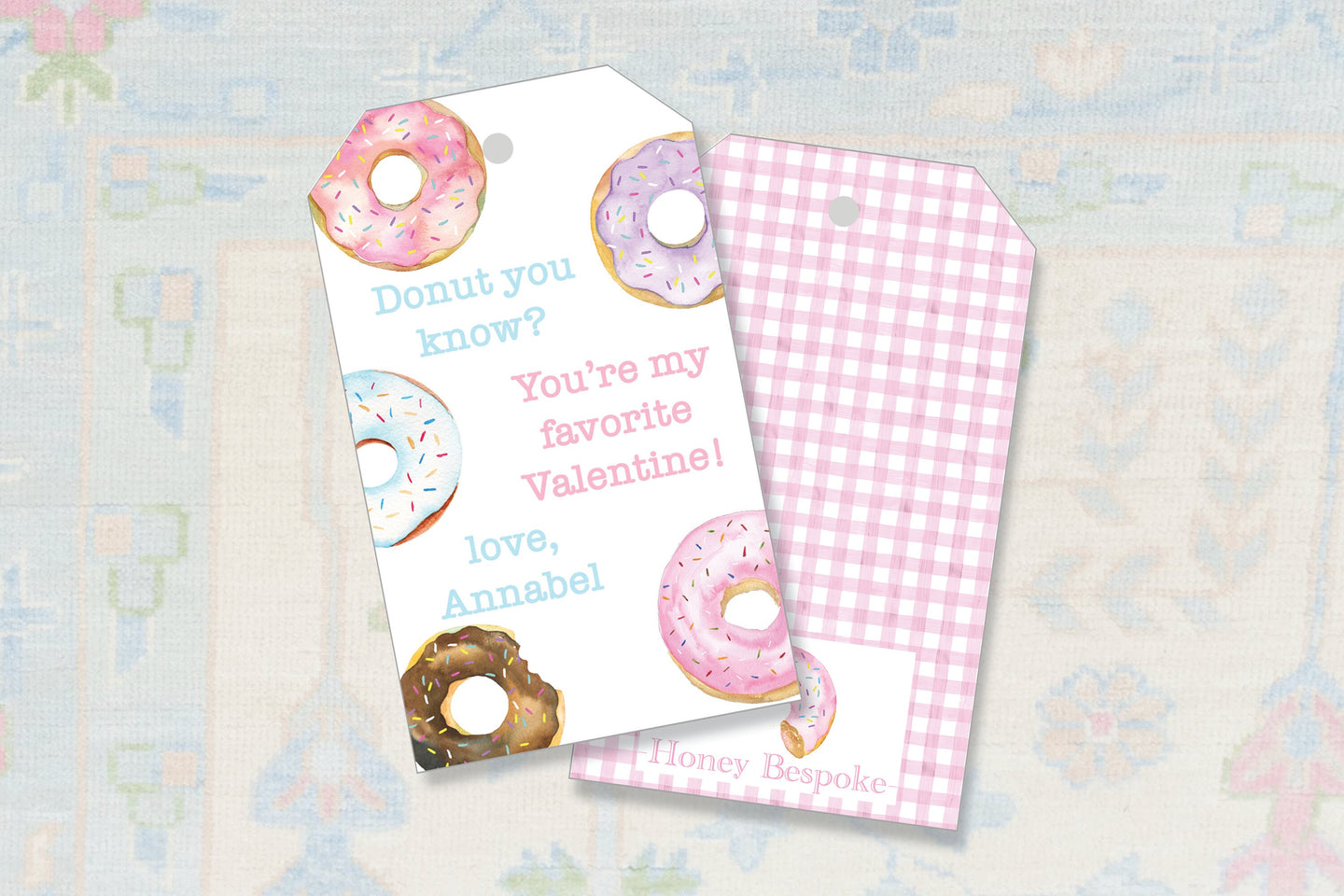 Watercolor Donut Valentines Gift Tag / Donut Valentines Treat Tags / Preppy Valentines Gift Tags  / Colorful Valentines / Southern Valentine