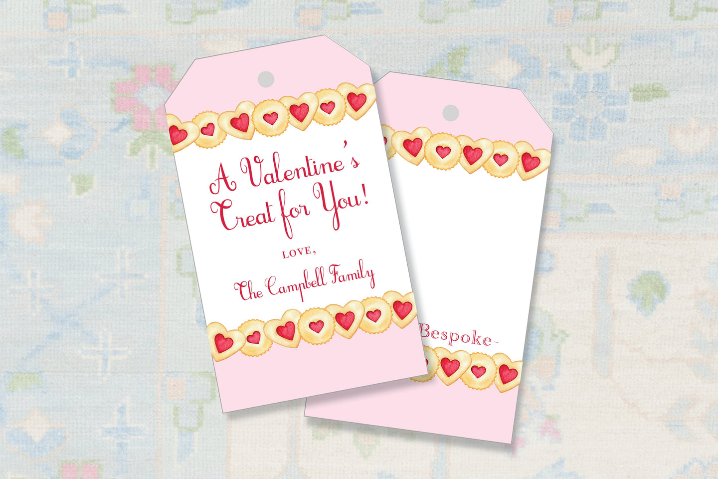 Valentines Cookies Treats Gift Tags / Valentines Cookies Tag / Preppy Valentines / Valentines Printable Tags / Grandmillennial Valentines