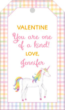 Load image into Gallery viewer, Watercolor Unicorn Valentines Gift Tag / Rainbow Valentines Tags / Preppy Valentines Gift Tags  / Colorful Valentines / Southern Valentine
