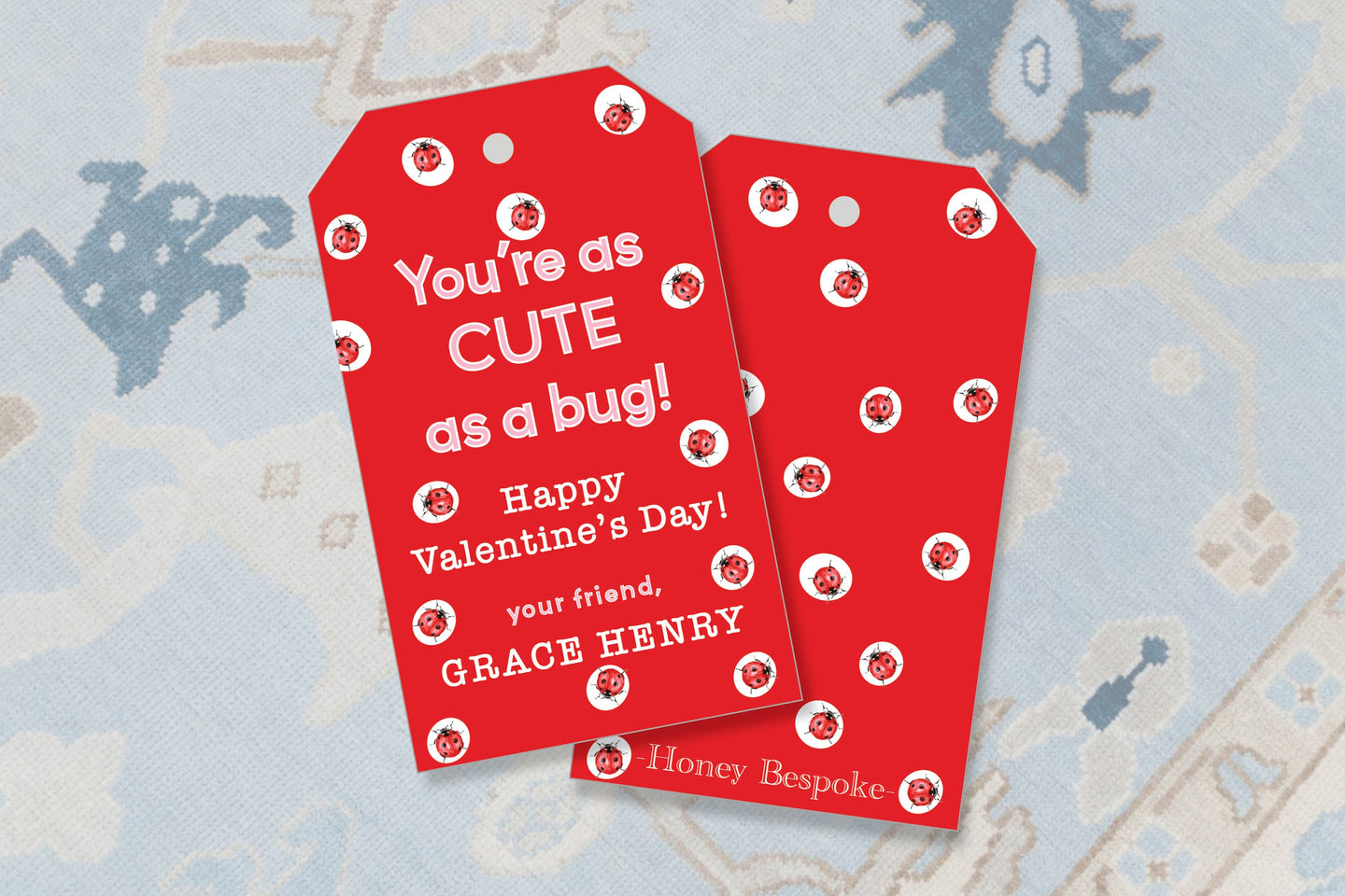Ladybug Valentines Gift Tag / Cute As A Bug Treat Tags /Watercolor Preppy Valentines Gift Tags  / Southern Valentine / Favor Tag