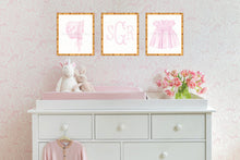 Load image into Gallery viewer, Watercolor Grandmillennial Art Prints With Smocked Dress, Bonnet, and Monogram
