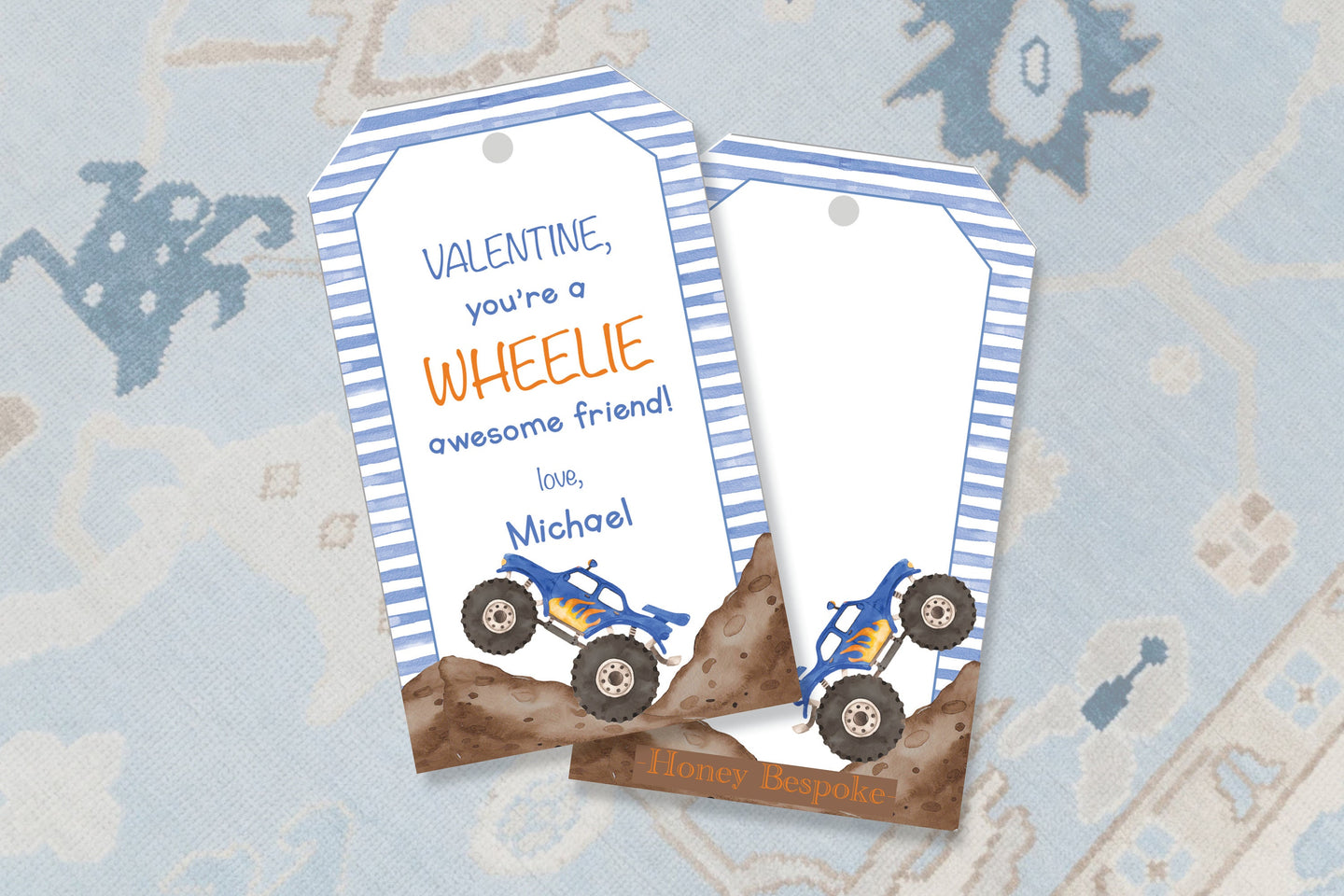 Wheelie Like You Valentines Gift Tag / Monster Truck Valentines Tags / Wheely Valentines Gift Tags  / Preppy Valentines / Boys Valentine