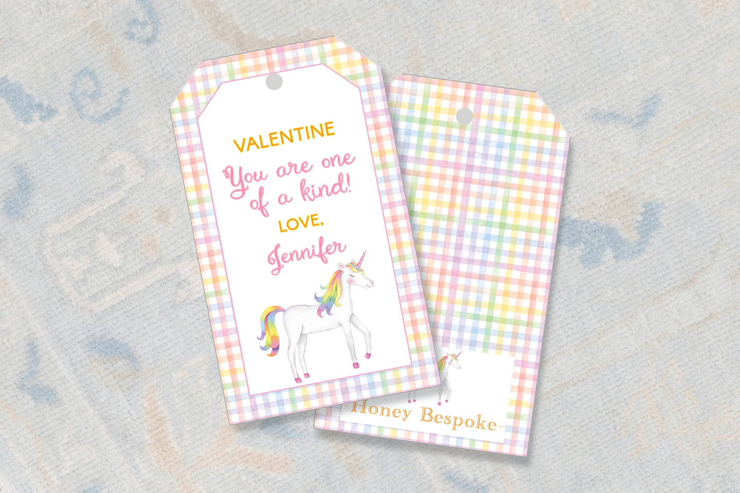 Watercolor Unicorn Valentines Gift Tag / Rainbow Valentines Tags / Preppy Valentines Gift Tags  / Colorful Valentines / Southern Valentine